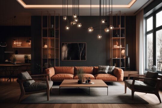 Lavish Living Room Sanctuary with Designer Furniture, High Ceilings, and Elegant Decorative Accents.