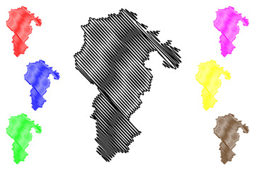 Ibirataia municipality (Bahia state, Municipalities of Brazil, Federative Republic of Brazil) map vector illustration, scribble sketch Ibirataia map