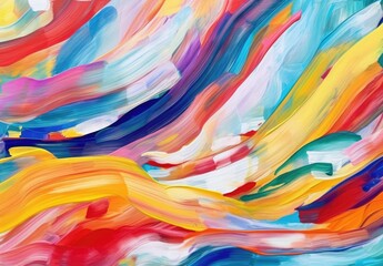 Color Symphony: Vibrant and Energetic Abstract Brushstrokes on a White Background, Creating a Playful and Dynamic Artistic Composition