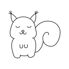Vector illustration of a cute squirrel in doodle style.