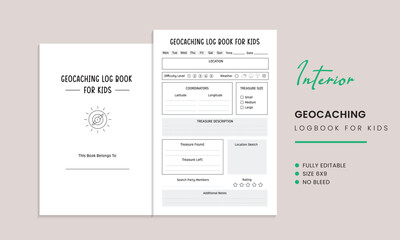 Geocaching Log Book For Kids Kdp Interior Template