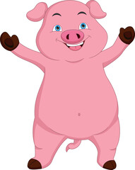 cute pig cartoon on white background