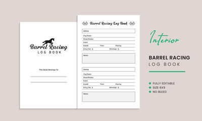Barrel Racing Log Book Kdp Interior Template