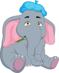 cute elephant cartoon is sick