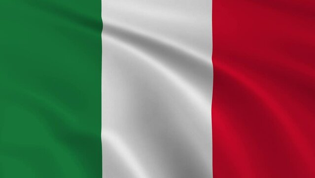 Italy (Italian Republic) flag waving in the wind. 4K animation.