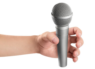 Male hand holding a microphone