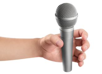 Male hand holding a microphone