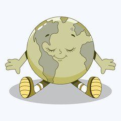 Hand-drawn character elements collection for earth day celebration vector.