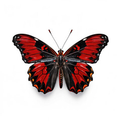 Red butterfly isolated on white background
