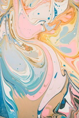 Obraz na płótnie Canvas marbled paint abstract pattern pink and blue with gold background, made with generative ai 
