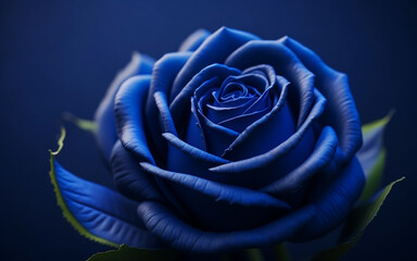 Blue Roses on Black Background Created with AI Generation Tools