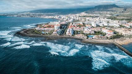 Aerial view of Playa de Las Americas in Tenerife