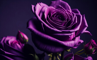 Pink Roses on Black Background Created with AI Generation Tools