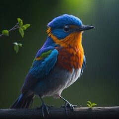 a cute bird morning time hyper realistic bright colors 