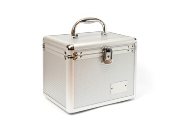 Nickel-plated metal chest with a lock for CDs or other things and jewelry.
