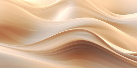 Obraz premium Beige silk luxury fabric background, macro close up, copy space. Wave, textured. AI Generated