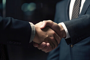 Closeup of handshake of business partners, high quality generative AI