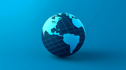 Volumetric globe of the Earth on a blue background, generative AI.