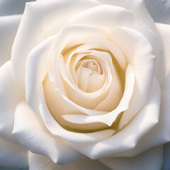 Soft white rose. Close up of isolated flower head. View from above.
