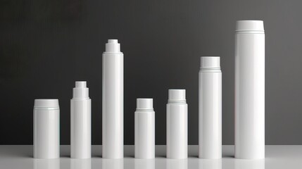 White cosmetic bottles and tubes, Mockup.. Generative AI