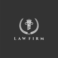 MA letter monogram logo for lawfirm with pillar & crown image design - obrazy, fototapety, plakaty