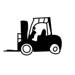logistics forklift vehicle transport warehouse doodle organic line