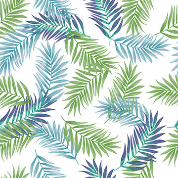 Abstract exotic plant seamless pattern. Tropical palm leaves pattern. Fern leaf wallpaper. Botanical texture. Floral background.