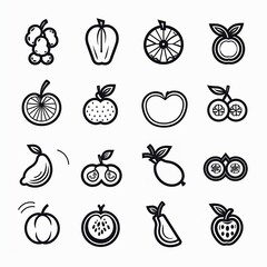 fruit icons set created by Generative AI