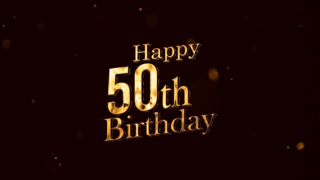 Happy 50th birthday greetings, birthday, congratulations, golden fireworks