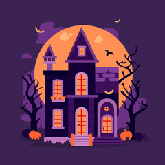 Fototapeta na wymiar Cartoon Halloween Haunted House