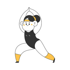 Obraz premium Cute girl in yoga pose vector cartoon character illustration isolated on a white background.