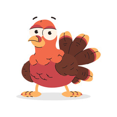 Cute cartoon turkey vector character isolated on a white background.