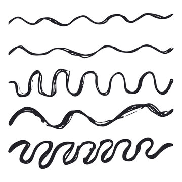 Squiggly lines vector set isolated on a white background.