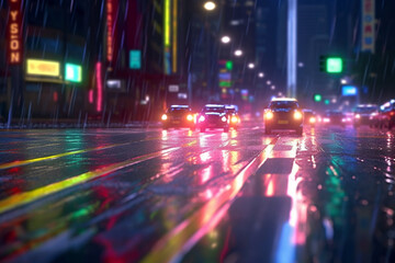 Fototapeta na wymiar Traffic Light Trails in the City, Generative AI