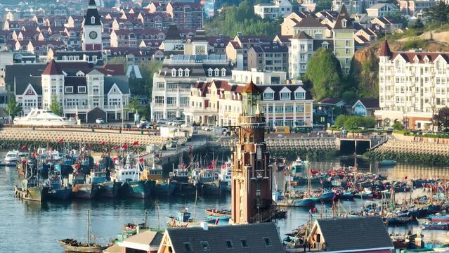 Spring seaside scenery of Binhai Road in Dalian, Liaoning province, China