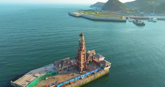 Spring seaside scenery of Binhai Road in Dalian, Liaoning province, China