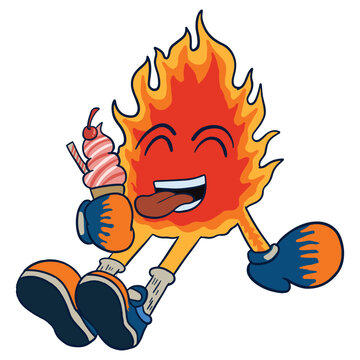 Cute flames cartoon character, good for graphic design resources, stikers, posters, book covers, banners, prints, pamflets, and more.
