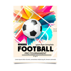 Creative soccer football tournament brochure template. Football or soccer ball on modern background. Football cover design template