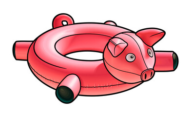 Cartoon cute doodle Pig Inflatable Pool Circle.