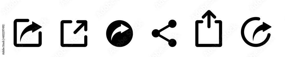 Aufkleber set of share vector icons. black share buttons. web icons. vector 10 eps.