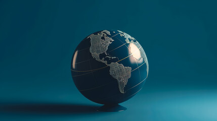 Volumetric globe of the Earth on a blue background, generative AI.