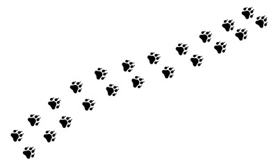 Set of animal paw vector icon. Footprint tiger with claws. Animal path black silhouette. Vector 10 EPS.