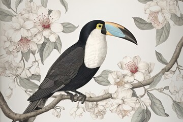 Realistic Toucan Drawing with Intricate Details and Delicate Shading, generative AI