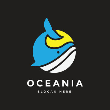 whale fish animal ocean mammal marine wildlife logo design vector illustration