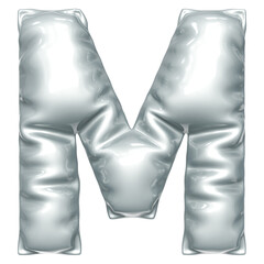 Silver balloon font 3d rendering, letter M