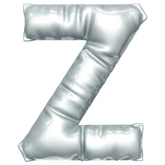 Silver balloon font 3d rendering, letter Z