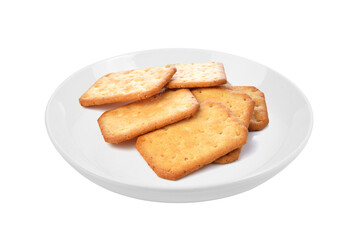 Fototapeta na wymiar Cracker in plate on transparent png