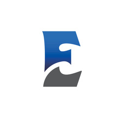 Edgy modern letter e logo design