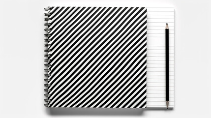 Notepad and pencil on a white background, generative AI.