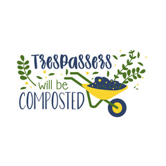 Gardening hand written lettering Mental health quote. Modern typographic slogan. Vector illustration